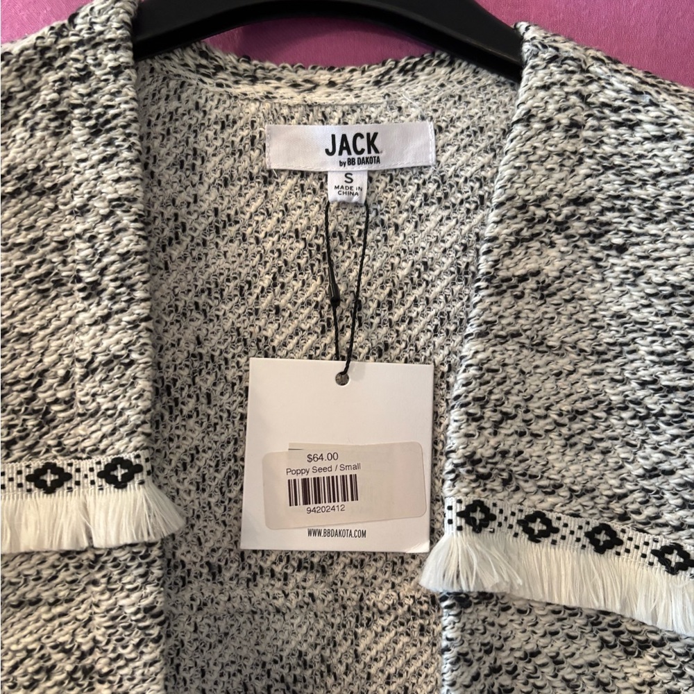 Jack by BB Dakota Black and White Knit Cardigan Size S *NWT* - Picture 2 of 9